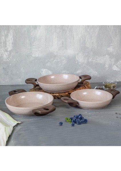 Bej 3 Parça Granit Tava Seti, Dayanıklı ve Şık Mutfak Gereçleri modelleri