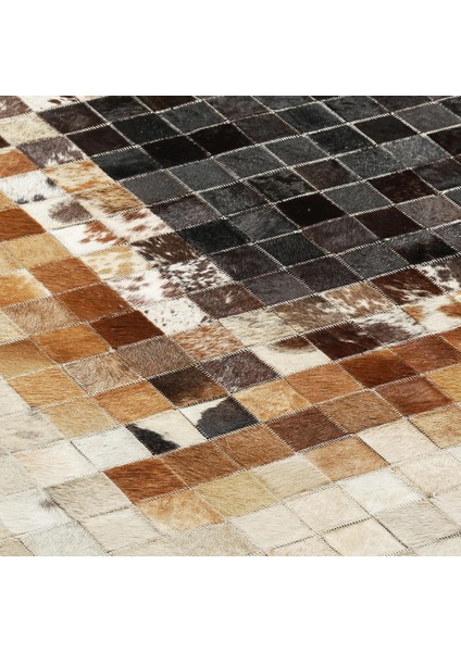 Bej Kahverengi Doğal Dana Derisi Patchwork Halı – El Yapımı Hakiki Deri Dekoratif Mutfak Halısı modelleri