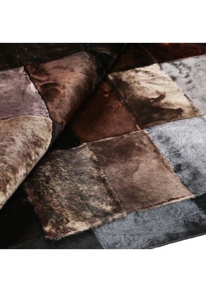 Doğal Kahverengi Siyah Dana Derisi Patchwork Ortam Halısı, Modern Tasarımlı Lüks Deri Halı modelleri
