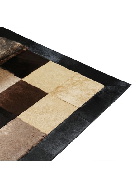 Doğal Kahverengi Siyah Dana Derisi Patchwork Ortam Halısı, Modern Tasarımlı Lüks Deri Halı fırsatları
