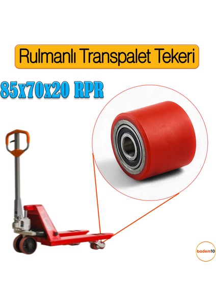 85X70X20 mm Transpalet Tekeri Rpr Rulmanlı Bilyalı Kırmızı Tekerlek Palet Taşıma Arabası Tekeri