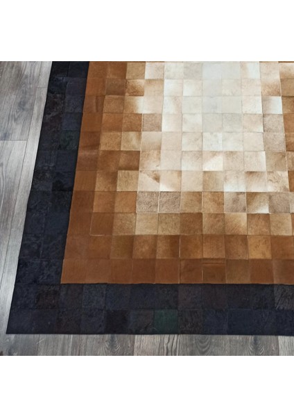 El Yapımı Dana Derisi Patchwork Halı – Kahverengi Tonlarda Doğal Ortam Halısı fiyatları