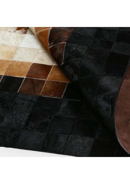 Siyah Beyaz Doğal Dana Derisi Düz Halı – El Yapımı Hakiki Deri Şık Giriş Halısı modelleri