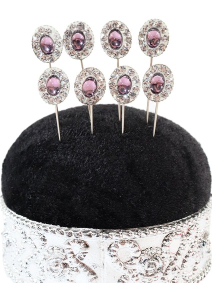 8’li Mor Kristal Taşlı Eşarp Iğnesi. Şal Iğnesi. Türban Iğnesi. Başörtü Iğnesi. Eşarp ve Şal Iğnesi fırsatları