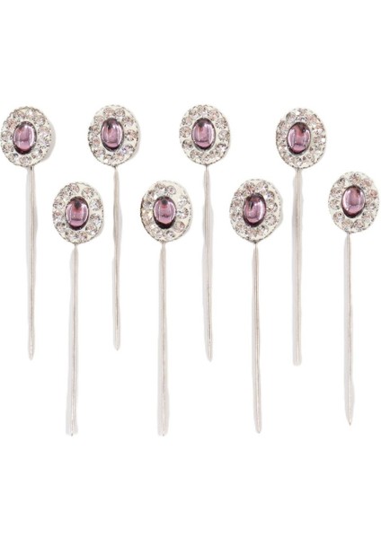 8’li Mor Kristal Taşlı Eşarp Iğnesi. Şal Iğnesi. Türban Iğnesi. Başörtü Iğnesi. Eşarp ve Şal Iğnesi indirimleri