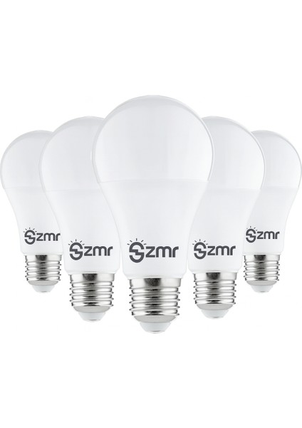 105/B.65 5'li Paket LED Ampul 15W 3000K Günışığı E27 Duylu Enerji Tasarruflu Uzun Ömürlü