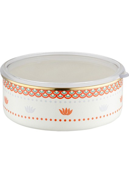 Bej Emaye Sedef 3'lü Saklama Kabı Seti 14-18-18 cm modelleri