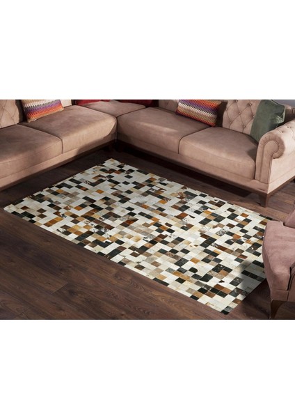 Çok Renkli Dana Derisi Patchwork Halı, Doğal Renkli Kaymaz Tabanlı Halı fiyatları