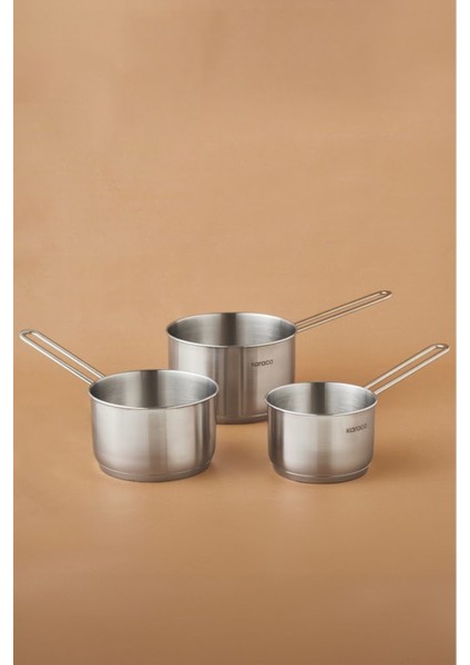 Indüksiyon Tabanlı 3 Parça Mini Sütlük Seti, Şık ve Kullanışlı Mutfak Aksesuarları