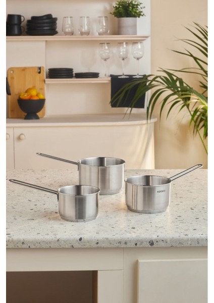 Indüksiyon Tabanlı 3 Parça Mini Sütlük Seti, Şık ve Kullanışlı Mutfak Aksesuarları modelleri