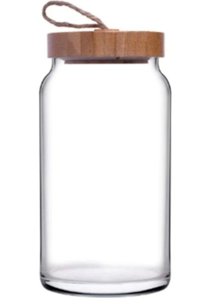 Bambu Cam Kavanoz 1130 Cc, Beyaz Renk, Şık ve Kullanışlı Ev Gereçleri