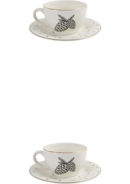 Beyaz 2'li 215CC Tabaklı Çay Fincanı Seti, Şık ve Kullanışlı Tasarım