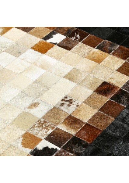 Bej Kahverengi Gerçek Dana Derisi Halı – El Yapımı Patchwork Deri Halı Tasarımı modelleri