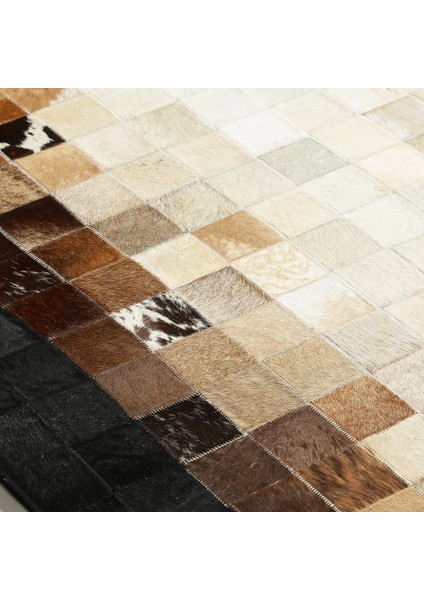 Bej Kahverengi Gerçek Dana Derisi Halı – El Yapımı Patchwork Deri Halı Tasarımı indirimleri