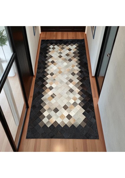 Çok Renkli Doğal Dana Derisi Patchwork Halı, Modern ve Şık Tasarımlı Hakiki Deri Halı, Dekoratif Halı modelleri