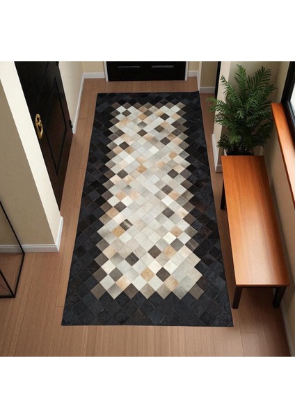 Çok Renkli Doğal Dana Derisi Patchwork Halı, Modern ve Şık Tasarımlı Hakiki Deri Halı, Dekoratif Halı fırsatları