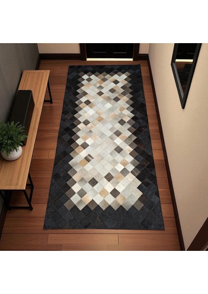 Çok Renkli Doğal Dana Derisi Patchwork Halı, Modern ve Şık Tasarımlı Hakiki Deri Halı, Dekoratif Halı indirimleri