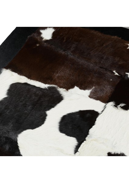 Siyah Kahve Beyaz Dana Derisi Halı – El Yapımı Hakiki Deri Patchwork Şık Salon Halısı fiyatları
