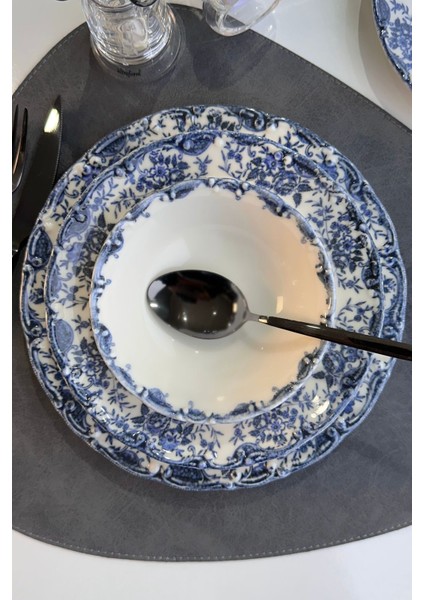 6 Kişilik Mavi Porselen Pasta Tabağı Takımı, 19 Cm, Özel Tasarım modelleri