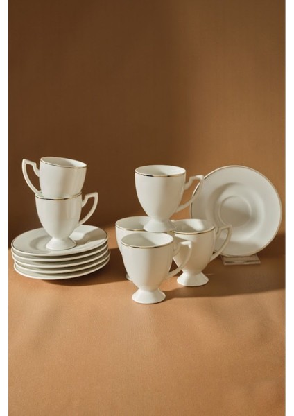 6 Kişilik Beyaz Kahve Fincan Takımı, 85 Ml, Şık ve Zarif Tasarım