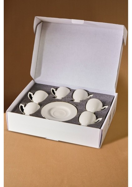 6 Kişilik Beyaz Kahve Fincan Takımı, 85 Ml, Şık ve Zarif Tasarım