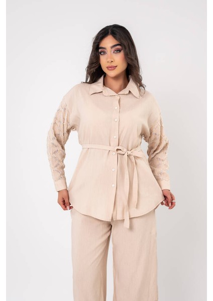 Yıpratma Detaylı Oversize Gömlek Pantolon Takım TKM16052 modelleri