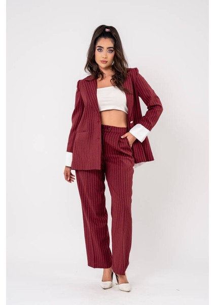 Asmetrik Kesim Gömlek Deteylı Blazer Ceket Pantolon Takım TKM08013