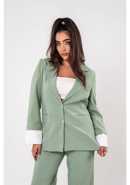 Asmetrik Kesim Gömlek Deteylı Blazer Ceket Pantolon Takım TKM08013