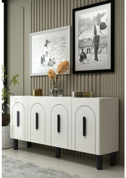 Yosunct (KB150) Bohem Konsol Beyaz-Beyaz-Siyah