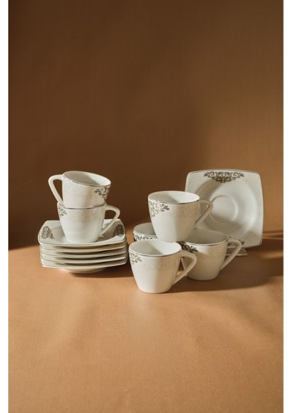 Altı Kişilik Beyaz Kahve Fincanı Seti, 80 Ml, Şık ve Kullanışlı Tasarım