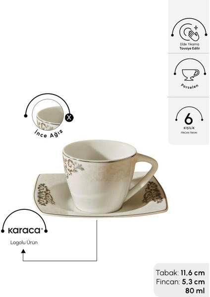 Altı Kişilik Beyaz Kahve Fincanı Seti, 80 Ml, Şık ve Kullanışlı Tasarım fiyatları