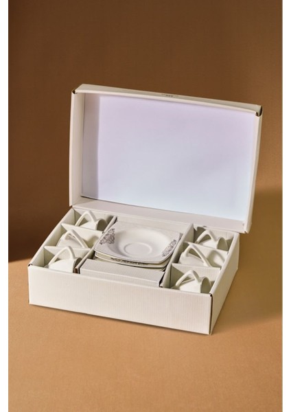 Altı Kişilik Beyaz Kahve Fincanı Seti, 80 Ml, Şık ve Kullanışlı Tasarım