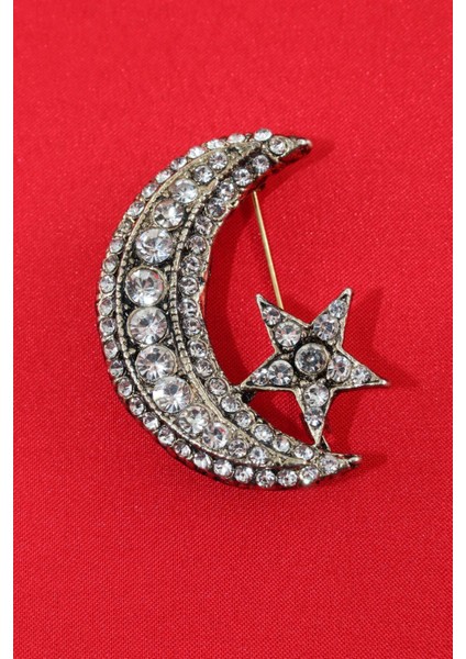 Taşlı Ay Yıldız Broş. Yaka Iğnesi Ay Yıldız Broş. Taşlı Broş. Erkek Broş. Kadın Broş. Ay Yıldız Broş