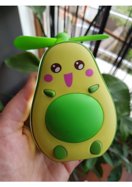 Sevimli Avokado Tasarımlı LED Işıklı USB Kablolu Mini Fan I Masa Üstü ve Boyun Ipli Vantilatör