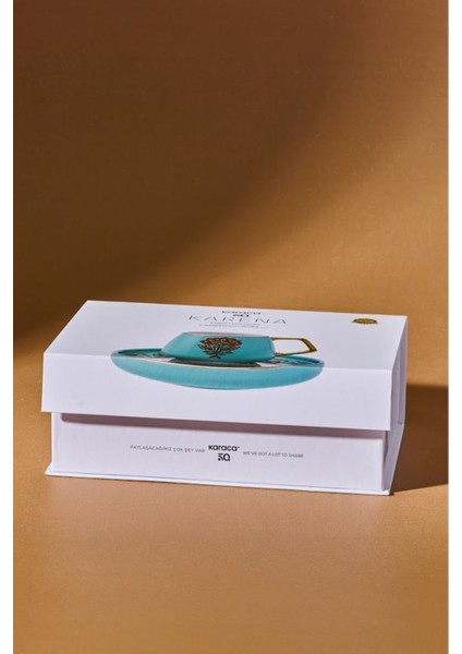 Iki Kişilik Mavi Kahve Fincan Takımı 100 ml Şık ve Zarif Tasarım