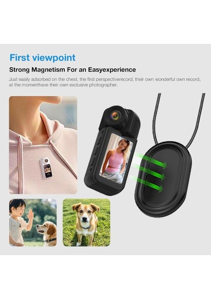 Wifi 35 gr Vücut Aksiyon Kamerası 1.47 Inç Ekran Manyetik Kolye 180 Derece Dönen Lens 2.7k Görüntü modelleri