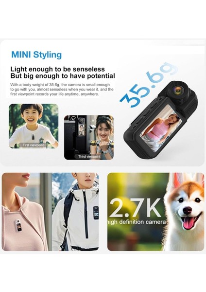 Wifi 35 gr Vücut Aksiyon Kamerası 1.47 Inç Ekran Manyetik Kolye 180 Derece Dönen Lens 2.7k Görüntü fırsatları