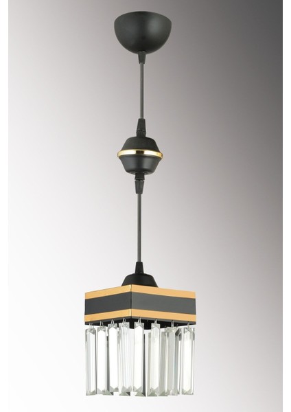 Şık Siyah Kristal Sarkıt Avize, Sarı Şeritli Kare Tasarım fiyatları