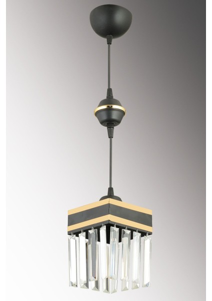 Şık Siyah Kristal Sarkıt Avize, Sarı Şeritli Kare Tasarım modelleri