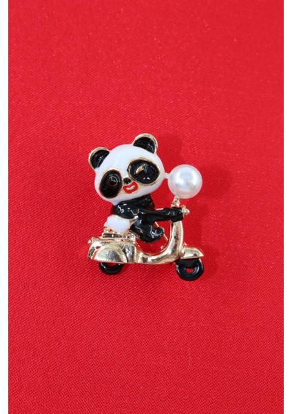 Yavru Panda Broş. Yaka Iğnesi Panda Broş. Zirko Taşlı Tasarım Panda Broş. Kadın Broş. Panda Broş.