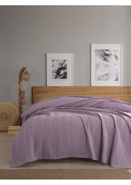 Lila Renk Tek Kişilik Waffle Pike 160X230CM, %100 Pamuk, Şık Petek Tasarım