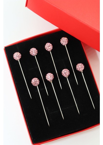 8’li Pembe Taşlı Eşarp Iğnesi. Şal Iğnesi. Türban Iğnesi. Başörtü Iğnesi. Eşarp ve Şal Iğnesi.