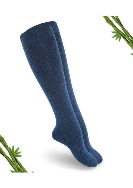 Premium Jeans Melanj Kadın Dikişsiz Dizaltı Bambu Çorap - 383-JNML - (1 Çift)