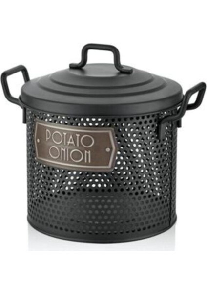 Kare Saklama Kabı, Siyah, Patates ve Soğan Için, 30X30X30 cm