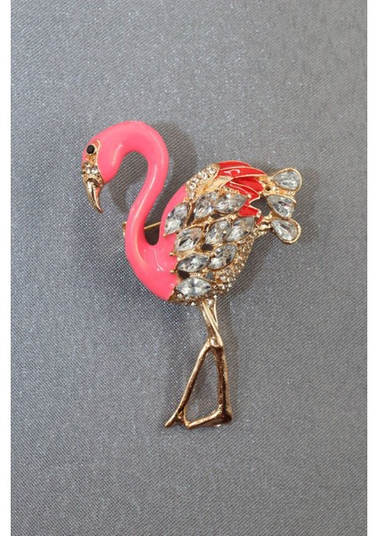 Zirkon Taşlı Flamingo Broş. Yaka Iğnesi Flamingo Broş. Taşlı Broş. Kadın Broş. Flamingo Broş. indirimleri
