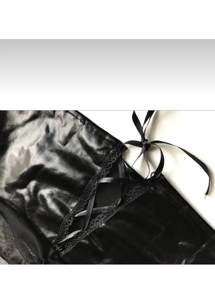 Siyah Lame Etekli Üstü Transparan Tül Tangalı Gecelik Takımı indirimleri