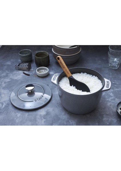 Silikon Pilav Kaşığı 22 Cm, Siyah, Dayanıklı ve Kullanışlı Mutfak Gereci