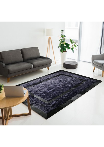 Gece Mavisi Peluş Halı, Yumuşak Tüylü Salon Halısı
