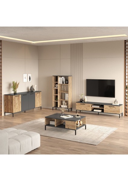 Best Tv Ünitesi 4'lü Set Orta Sehpa Konsol Kitaplık Çam Bes6-Aa fiyatları