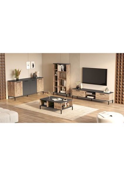 Best Tv Ünitesi 4'lü Set Orta Sehpa Konsol Kitaplık Çam Bes6-Aa modelleri